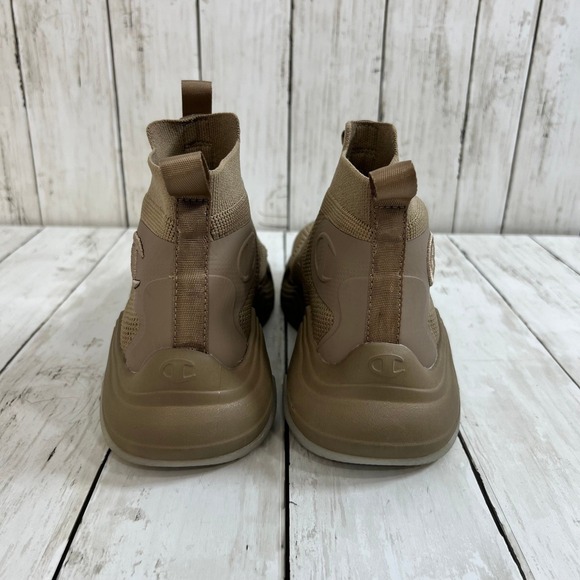 Men's NWOT Champion Tan Knit High Top Sneakers Slip-On Athletic Shoes‎ Size 7.5W - Picture 5 of 8